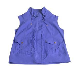 Drapers & Damons Vest Womens Petite Small Purple Full Zip Snap Stretch Classic